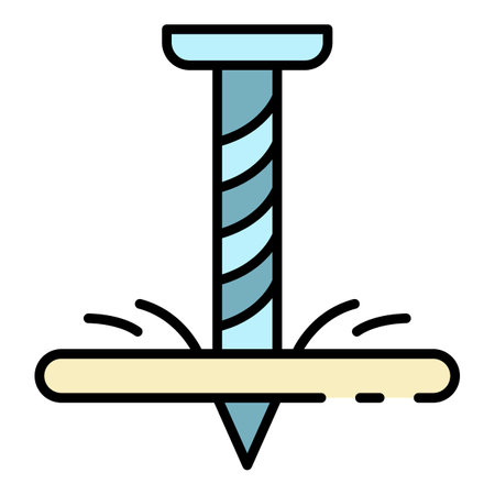 Self-tapping screw icon. Outline self-tapping screw vector icon color flat isolatedのイラスト素材
