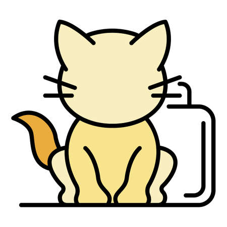 Cute cat icon. Outline cute cat vector icon color flat isolatedのイラスト素材