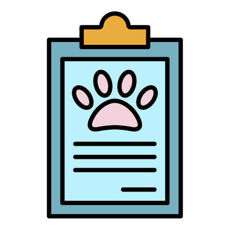 Pet clipboard icon. Outline pet clipboard vector icon color flat isolatedのイラスト素材