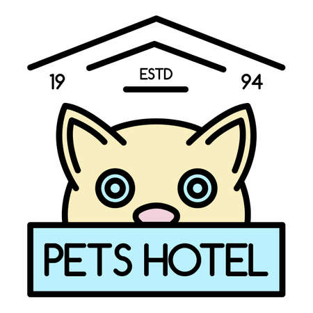 Modern pet hotel logo. Outline modern pet hotel vector logo color flat isolatedのイラスト素材