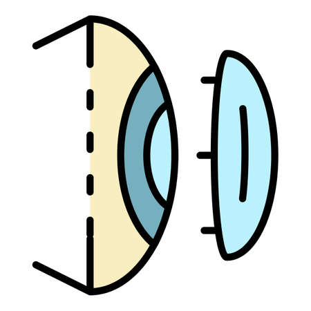 Eye modern contact lens icon. Outline eye modern contact lens vector icon color flat isolatedのイラスト素材