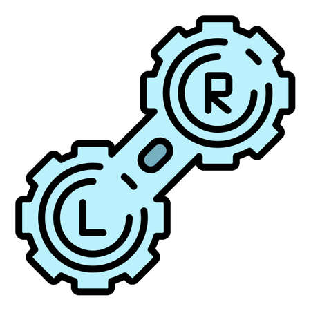 Left right lens box icon. Outline left right lens box vector icon color flat isolatedのイラスト素材