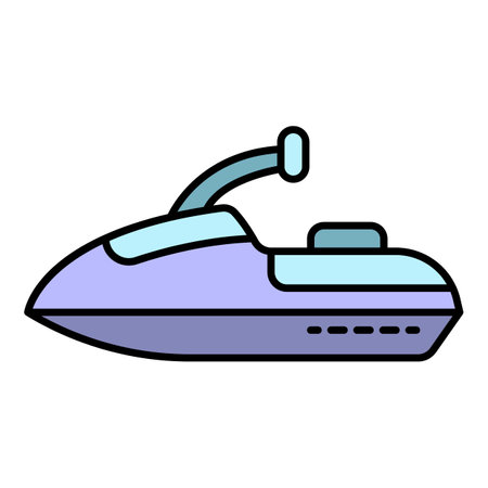 Jet ski icon. Outline jet ski vector icon color flat isolatedのイラスト素材