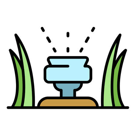 Grass water irrigation icon. Outline grass water irrigation vector icon color flat isolatedのイラスト素材