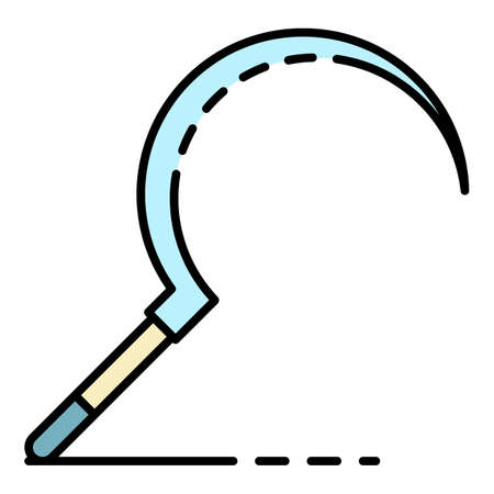 Sickle icon. Outline sickle vector icon color flat isolatedのイラスト素材
