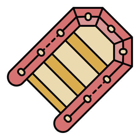 Fishing inflatable boat icon. Outline fishing inflatable boat vector icon color flat isolatedのイラスト素材