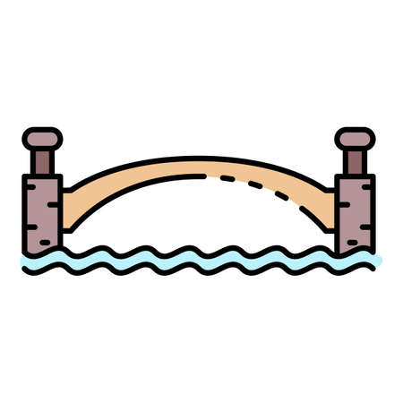 Park bridge icon. Outline park bridge vector icon color flat isolatedのイラスト素材