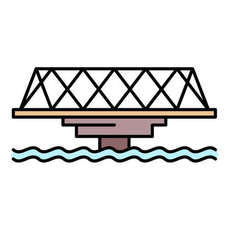 Metal bridge icon. Outline metal bridge vector icon color flat isolatedのイラスト素材