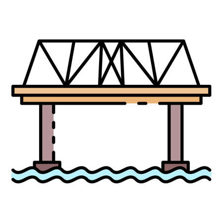 Railway bridge icon. Outline railway bridge vector icon color flat isolatedのイラスト素材