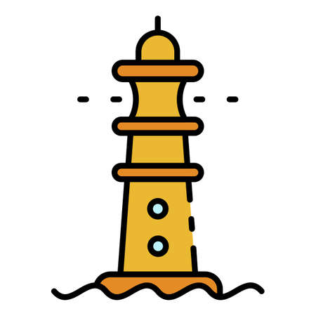Sea lighthouse icon. Outline sea lighthouse vector icon color flat isolatedのイラスト素材
