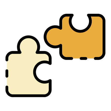 Puzzle parts icon. Outline puzzle parts vector icon color flat isolatedのイラスト素材