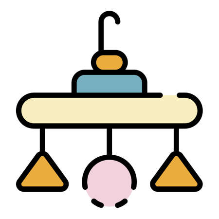 Crib plastic toy icon. Outline crib plastic toy vector icon color flat isolatedのイラスト素材