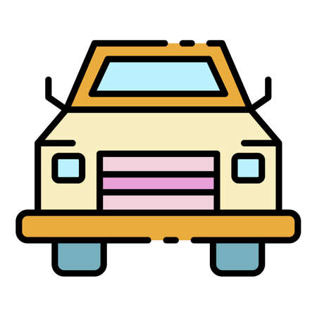 Pick up car icon. Outline pick up car vector icon color flat isolatedのイラスト素材