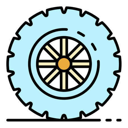 Car wheel icon. Outline car wheel vector icon color flat isolatedのイラスト素材