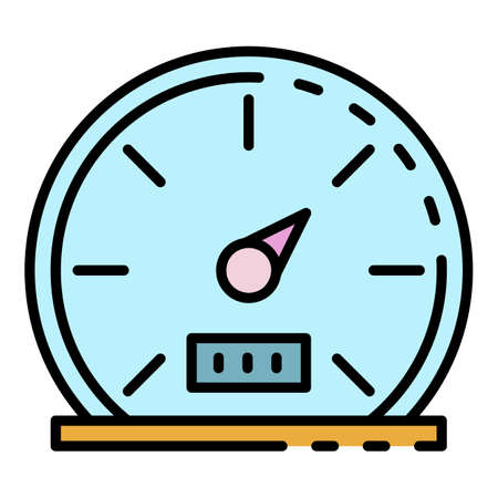 Car speedometer icon. Outline car speedometer vector icon color flat isolatedのイラスト素材