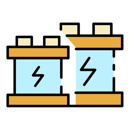 Car battery icon. Outline car battery vector icon color flat isolatedのイラスト素材