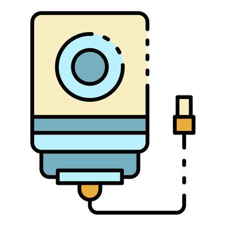 Usb hard disk icon. Outline usb hard disk vector icon color flat isolatedのイラスト素材