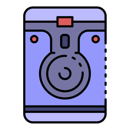 Portable hard disk icon. Outline portable hard disk vector icon color flat isolatedのイラスト素材