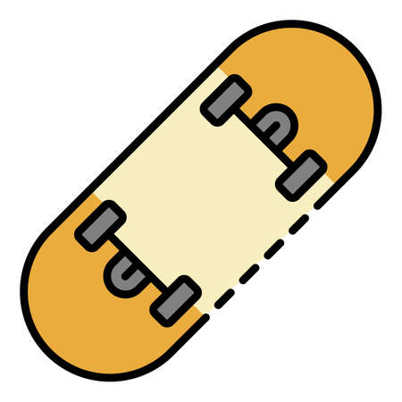 Kid skateboard icon. Outline kid skateboard vector icon color flat isolatedのイラスト素材