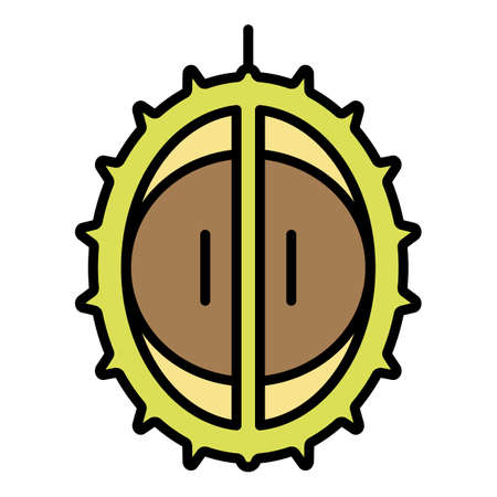 Durian icon. Outline durian vector icon color flat isolatedのイラスト素材
