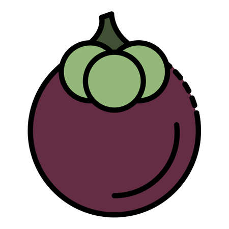 Tasty mangosteen icon. Outline tasty mangosteen vector icon color flat isolatedのイラスト素材