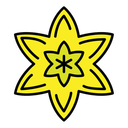 Cutted carambola icon. Outline cutted carambola vector icon color flat isolatedのイラスト素材