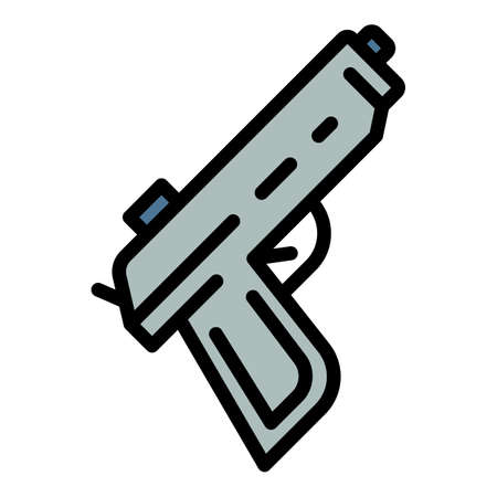 Police pistol icon. Outline police pistol vector icon color flat isolatedのイラスト素材