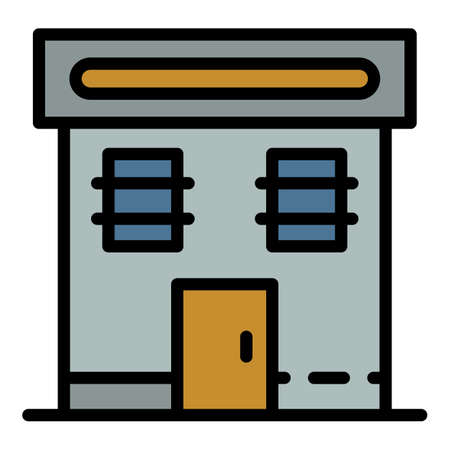 Police building icon. Outline police building vector icon color flat isolatedのイラスト素材