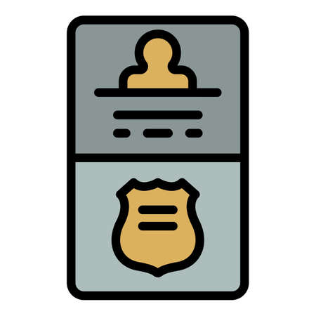 Id police card icon. Outline id police card vector icon color flat isolatedのイラスト素材