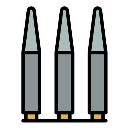 Gun bullet icon. Outline gun bullet vector icon color flat isolatedのイラスト素材