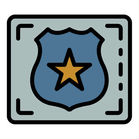 Detect police emblem icon. Outline detect police emblem vector icon color flat isolatedのイラスト素材
