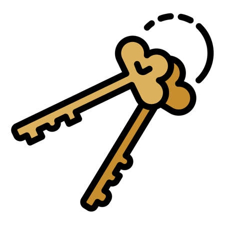 Police prison key icon. Outline police prison key vector icon color flat isolatedのイラスト素材