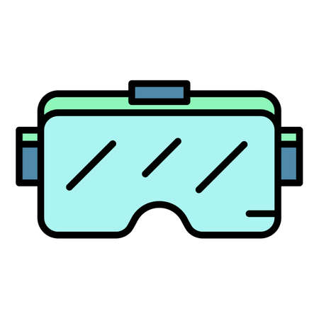 Vr headset icon. Outline vr headset vector icon color flat isolatedのイラスト素材