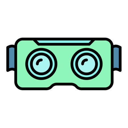 Cyber game goggles icon. Outline cyber game goggles vector icon color flat isolatedのイラスト素材