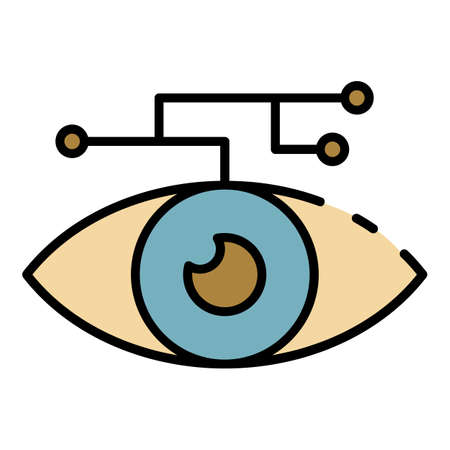 Artificial learning eye icon. Outline artificial learning eye vector icon color flat isolatedのイラスト素材
