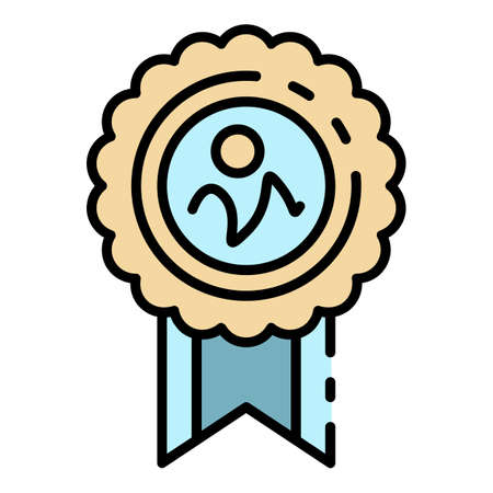 Emblem learning icon. Outline emblem learning vector icon color flat isolatedのイラスト素材