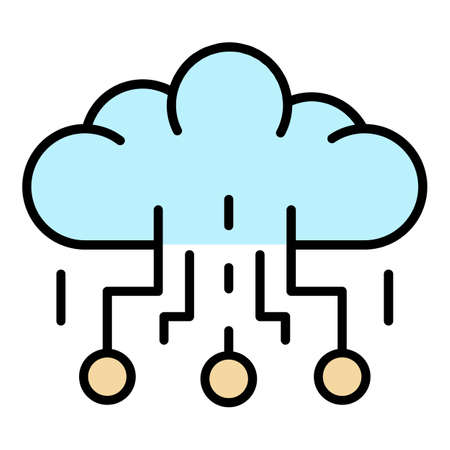 Data cloud learning icon. Outline data cloud learning vector icon color flat isolatedのイラスト素材
