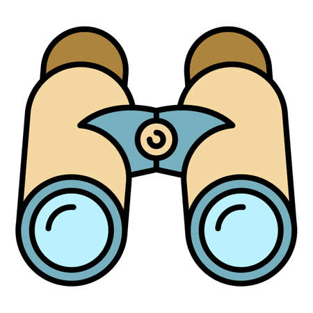 Marine binoculars icon. Outline marine binoculars vector icon color flat isolatedのイラスト素材