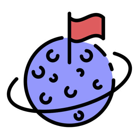 Moon space research icon. Outline moon space research vector icon color flat isolatedのイラスト素材