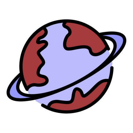 Uranus planet icon. Outline uranus planet vector icon color flat isolatedのイラスト素材