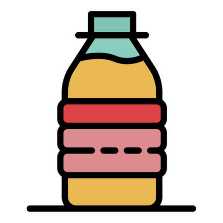 Milk protein bottle icon. Outline milk protein bottle vector icon color flat isolatedのイラスト素材