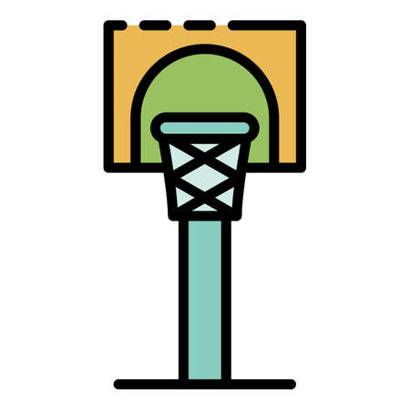 Home basketball tower icon. Outline home basketball tower vector icon color flat isolatedのイラスト素材