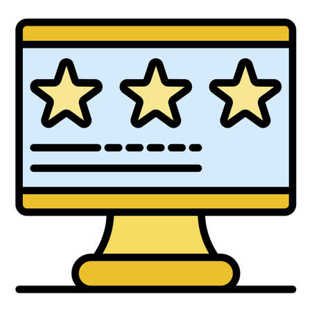 Computer online vote icon. Outline computer online vote vector icon color flat isolatedのイラスト素材