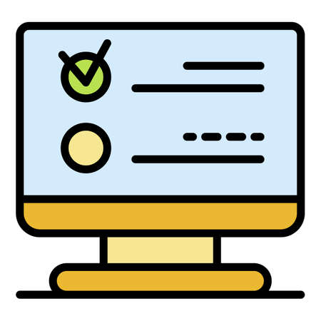 Checkmark vote icon. Outline checkmark vote vector icon color flat isolatedのイラスト素材