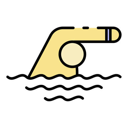 Triathlon swimming icon. Outline triathlon swimming vector icon color flat isolatedのイラスト素材