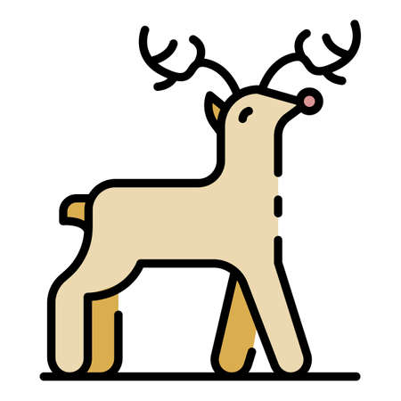 Wild deer icon. Outline wild deer vector icon color flat isolatedのイラスト素材