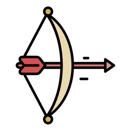 Arrow bow icon. Outline arrow bow vector icon color flat isolatedのイラスト素材