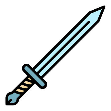 Sword icon. Outline sword vector icon color flat isolatedのイラスト素材
