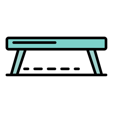 Balance beam icon. Outline balance beam vector icon color flat isolatedのイラスト素材