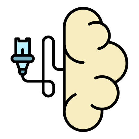 Humanoid brain icon. Outline humanoid brain vector icon color flat isolatedのイラスト素材